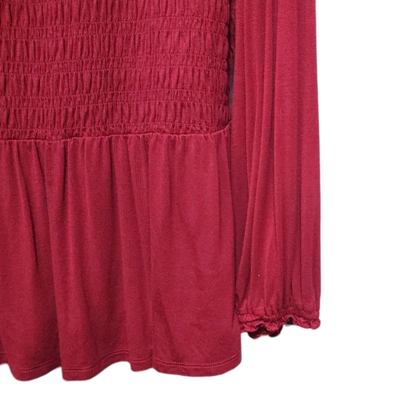 Lane Bryant Burgundy Red Ruched Long Sleeve Blouse Women's Size 3X 22/24 - Picture 3 of 7